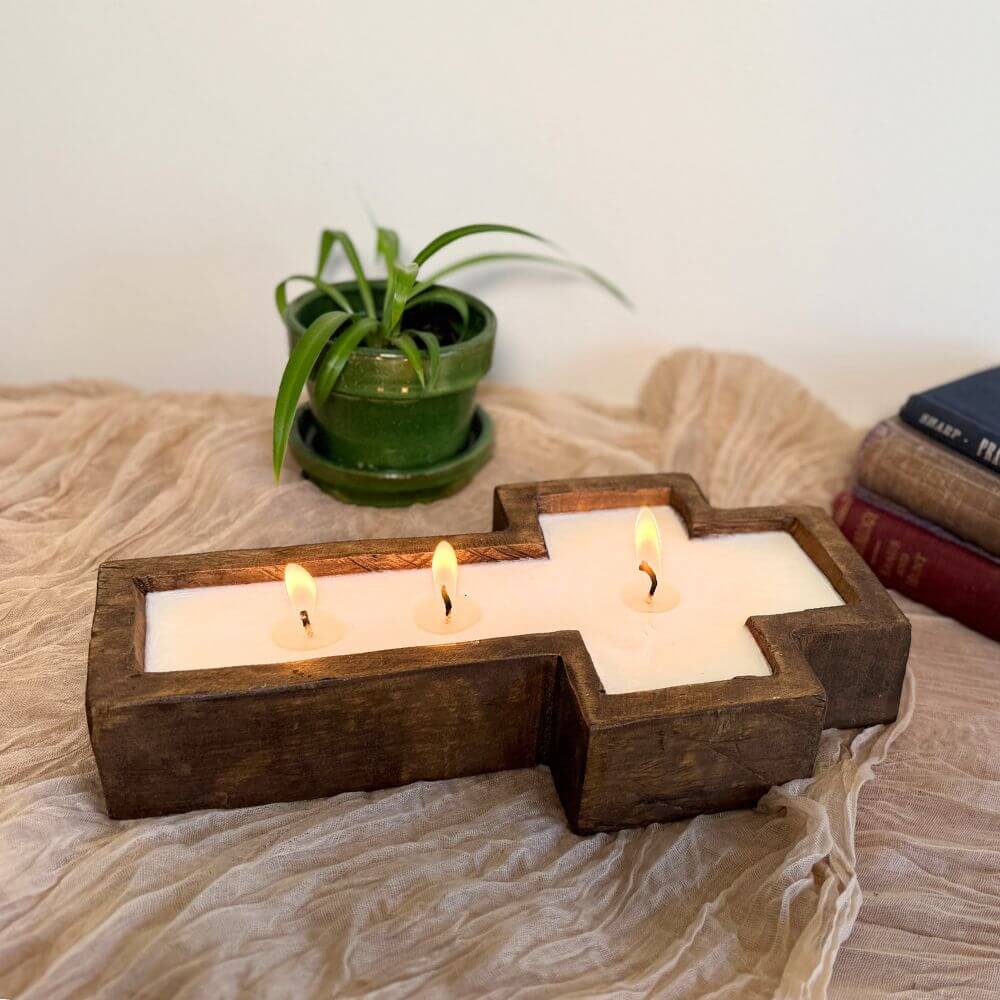 Cross Dough Bowl Candles