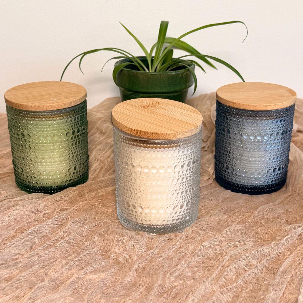 Bubble Glass Candles (Clear, Blue & Green)