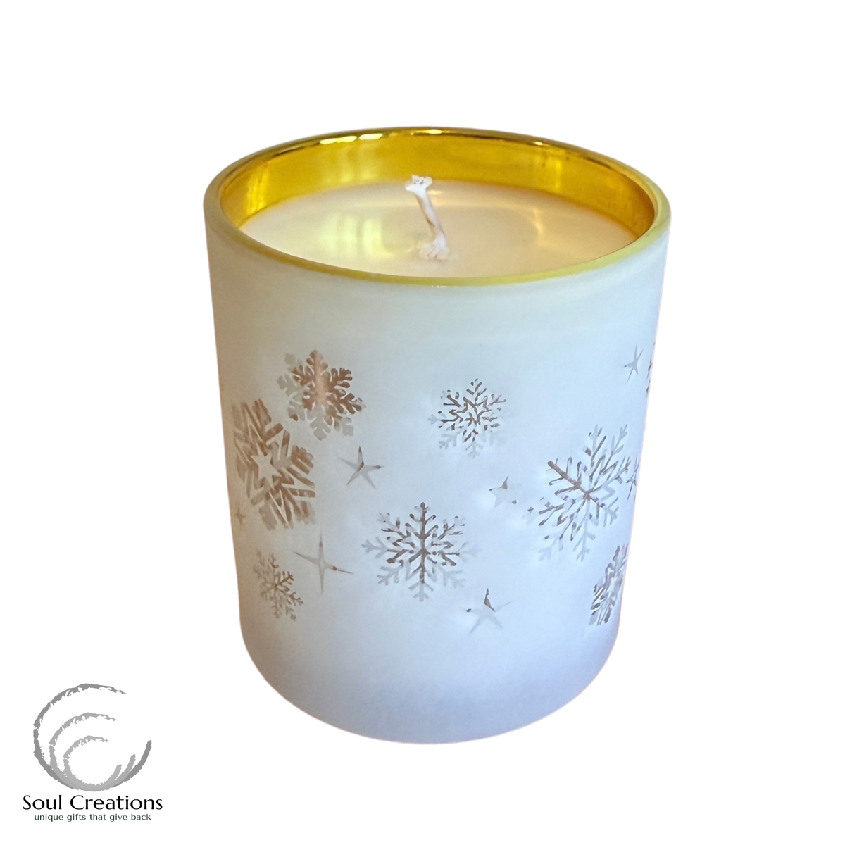 Winter Snowflake Etched Candle – 8 oz.