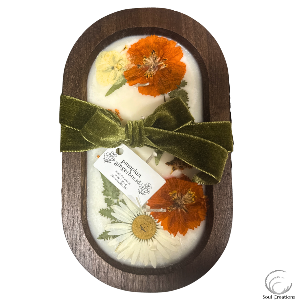 Pressed Flower Dough Bowl Candle – 11 oz.