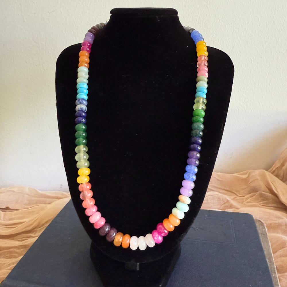 Multi-color Gemstone smooth Rondelle necklace
