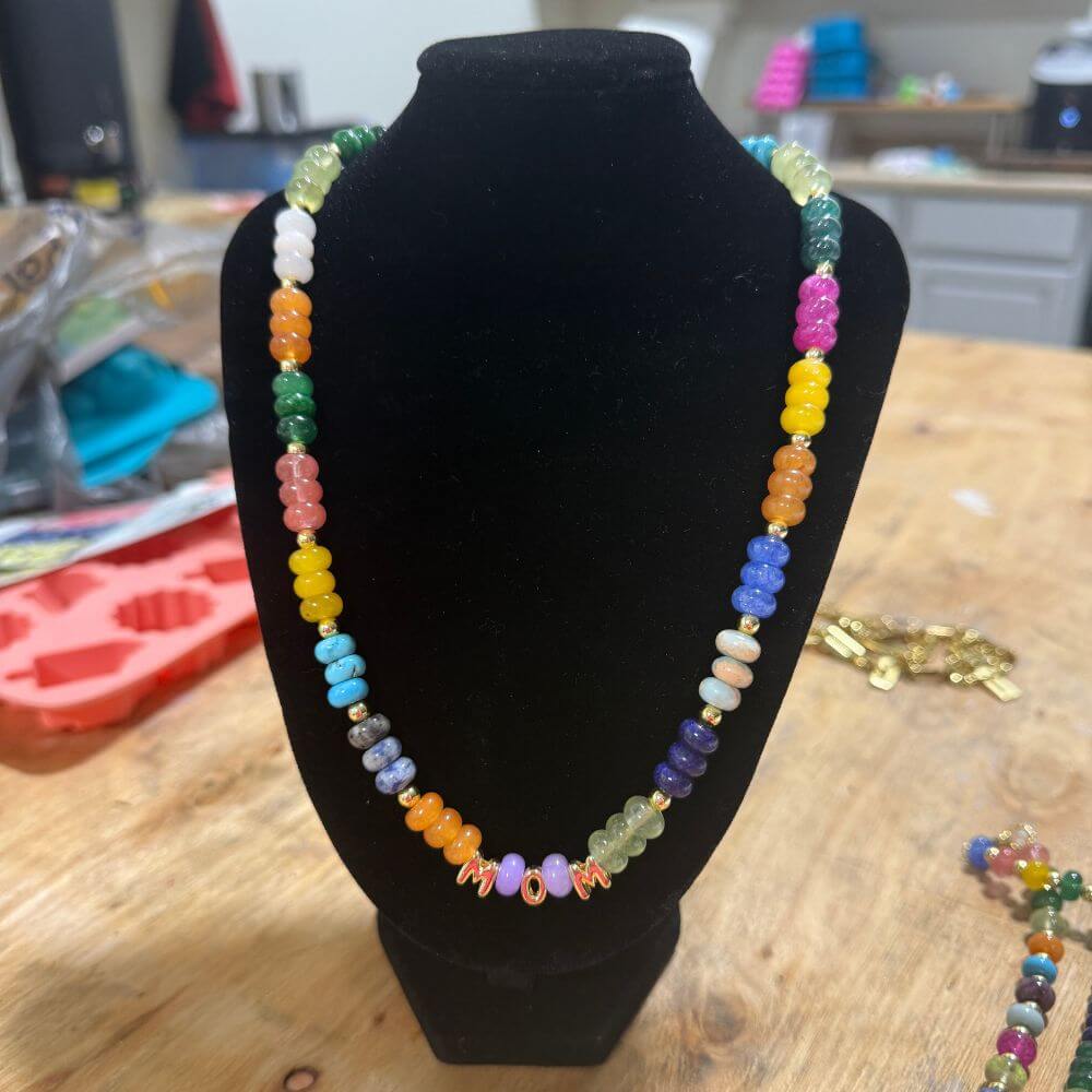 Multi-color Gemstone smooth Rondelle necklace