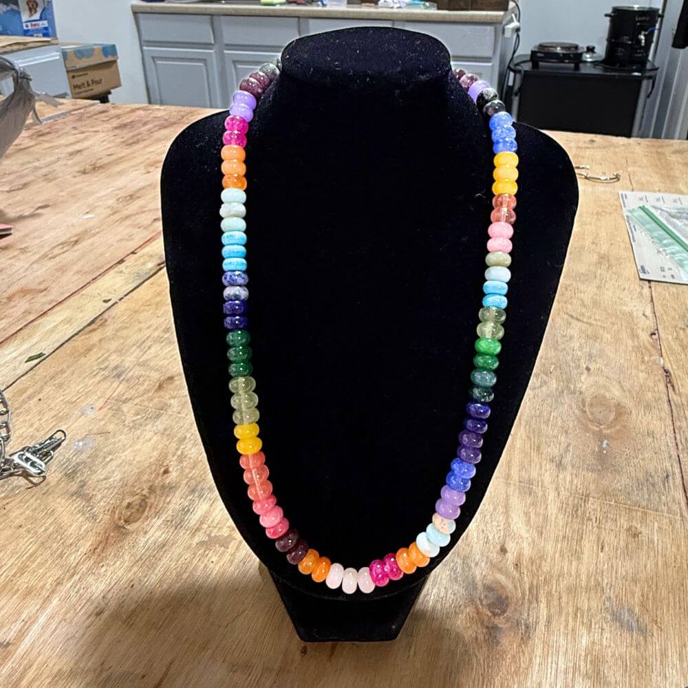 Multi-color Gemstone smooth Rondelle necklace