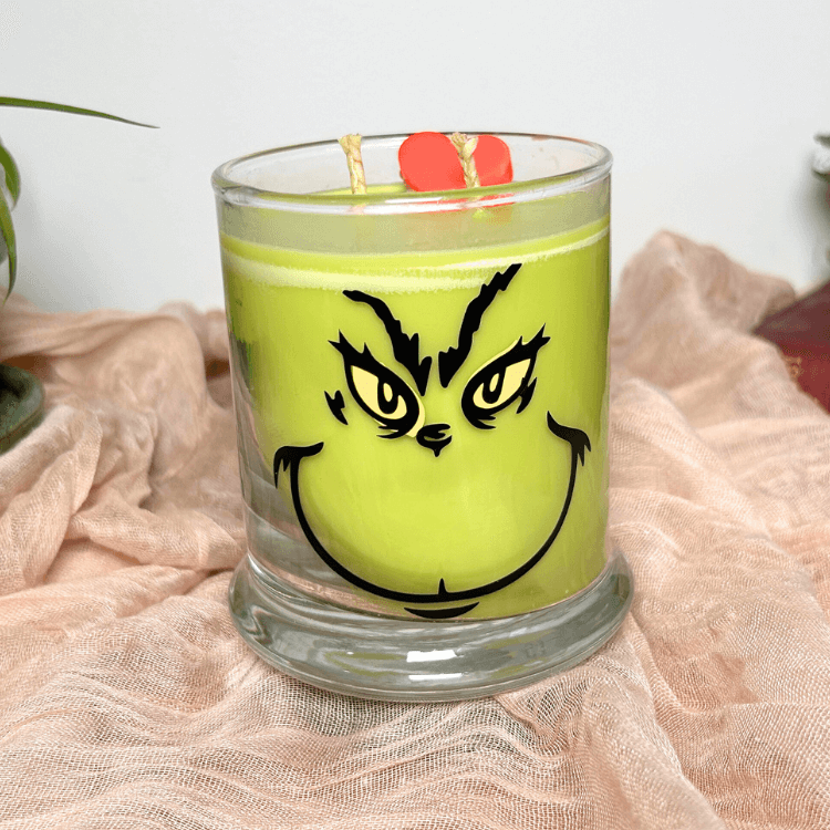 Grinch Face Candle