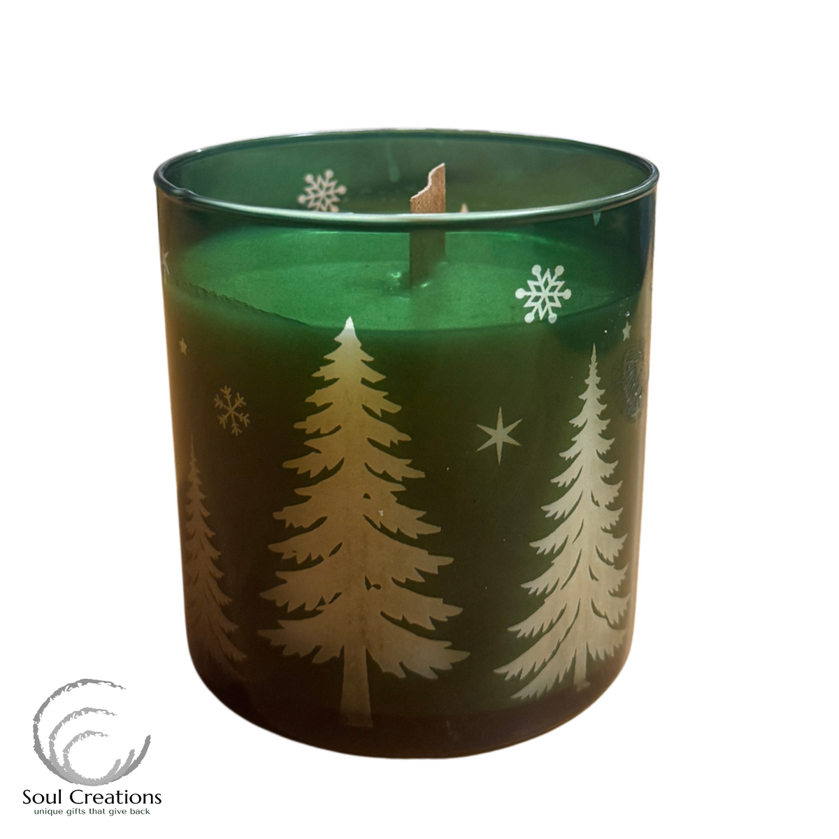 Winter Forest Green Glass Etched Tree - 8 oz.