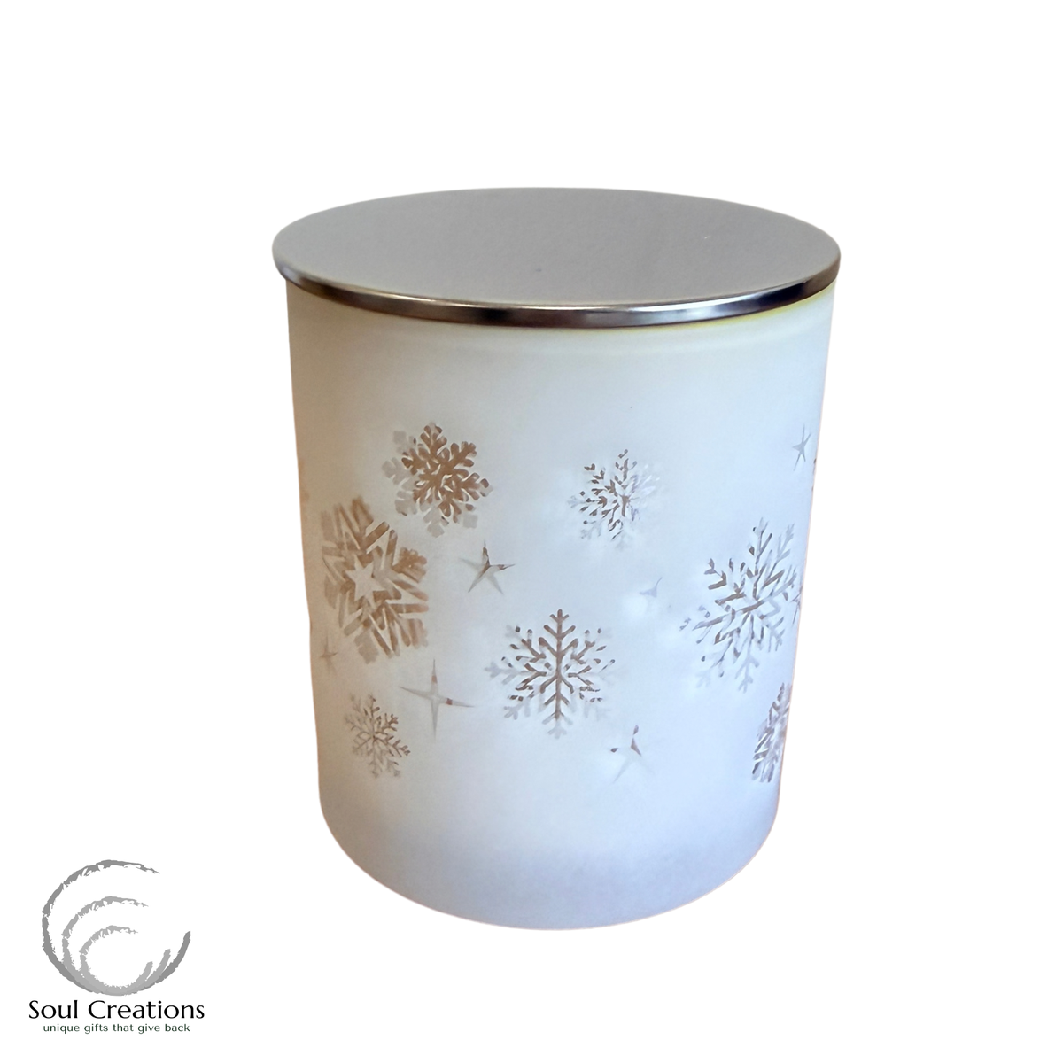 Winter Snowflake Etched Candle – 8 oz.