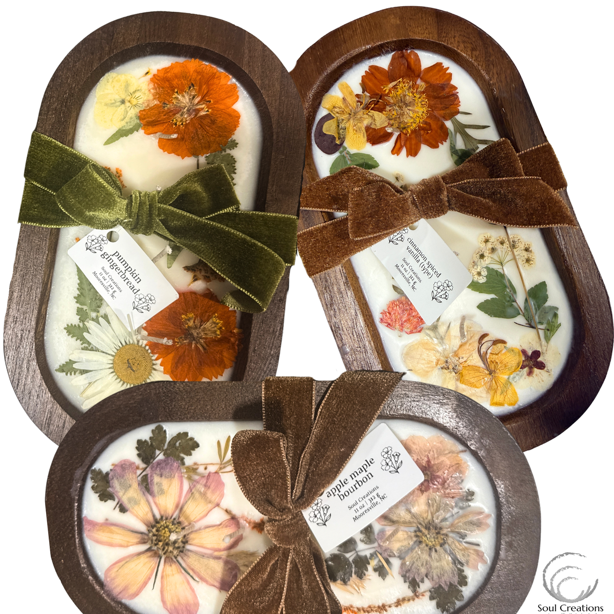Pressed Flower Dough Bowl Candle – 11 oz.