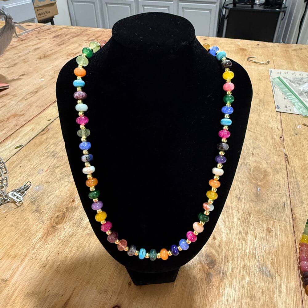 Multi-color Gemstone smooth Rondelle necklace