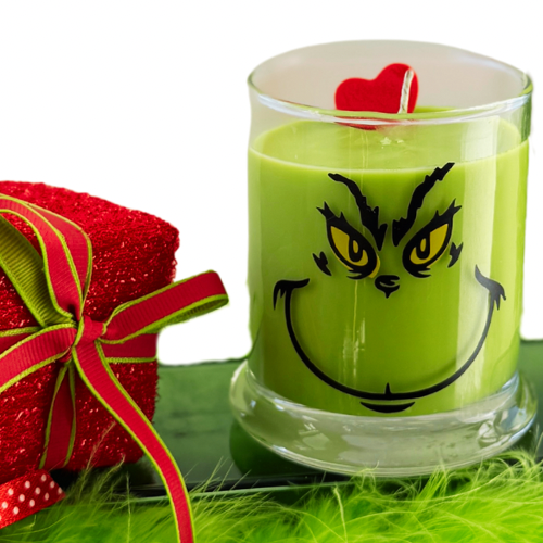 Grinch Face Candle