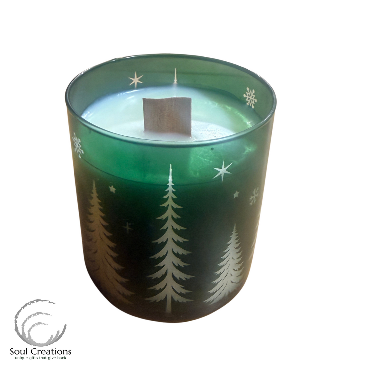 Winter Forest Green Glass Etched Tree - 8 oz.