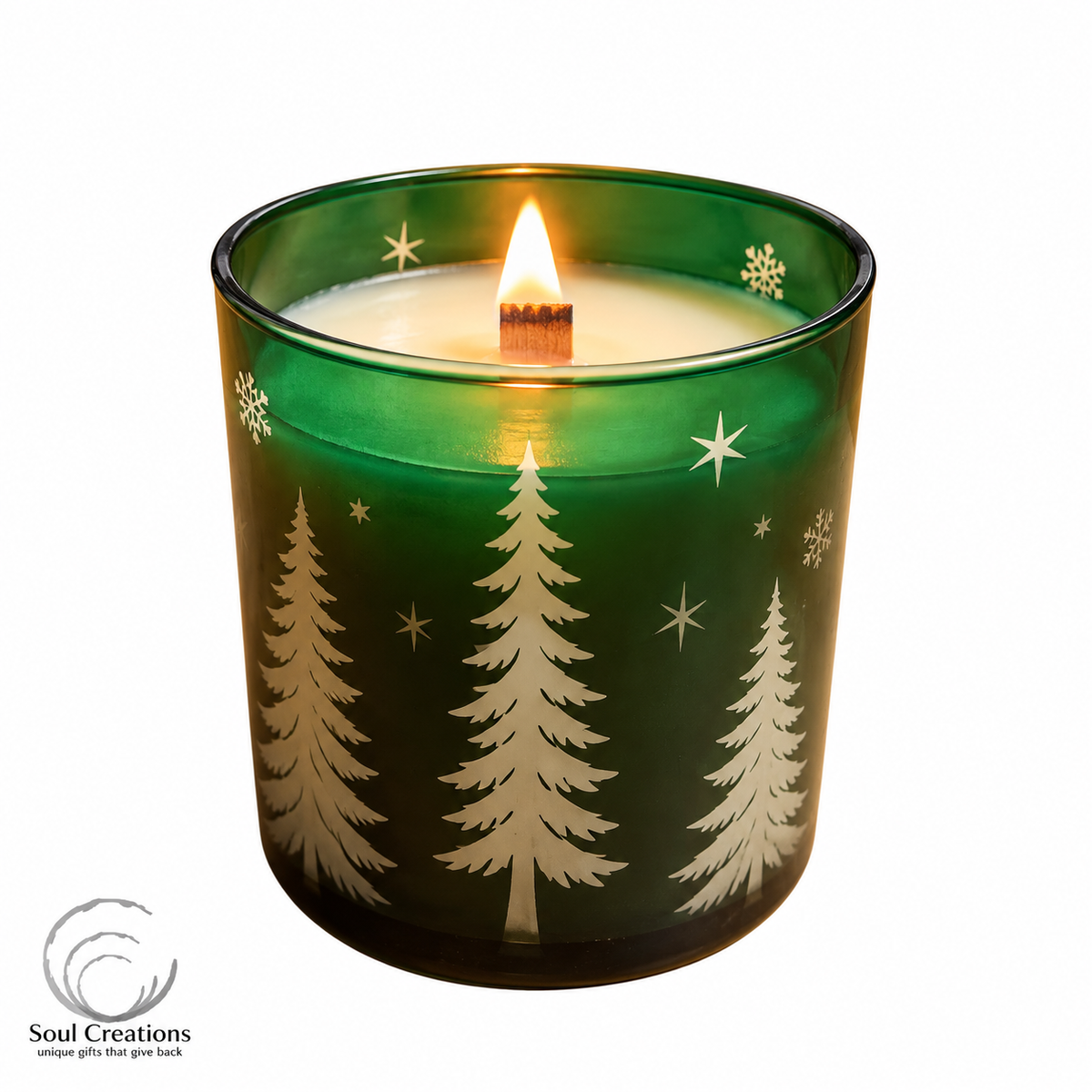 Winter Forest Green Glass Etched Tree - 8 oz.
